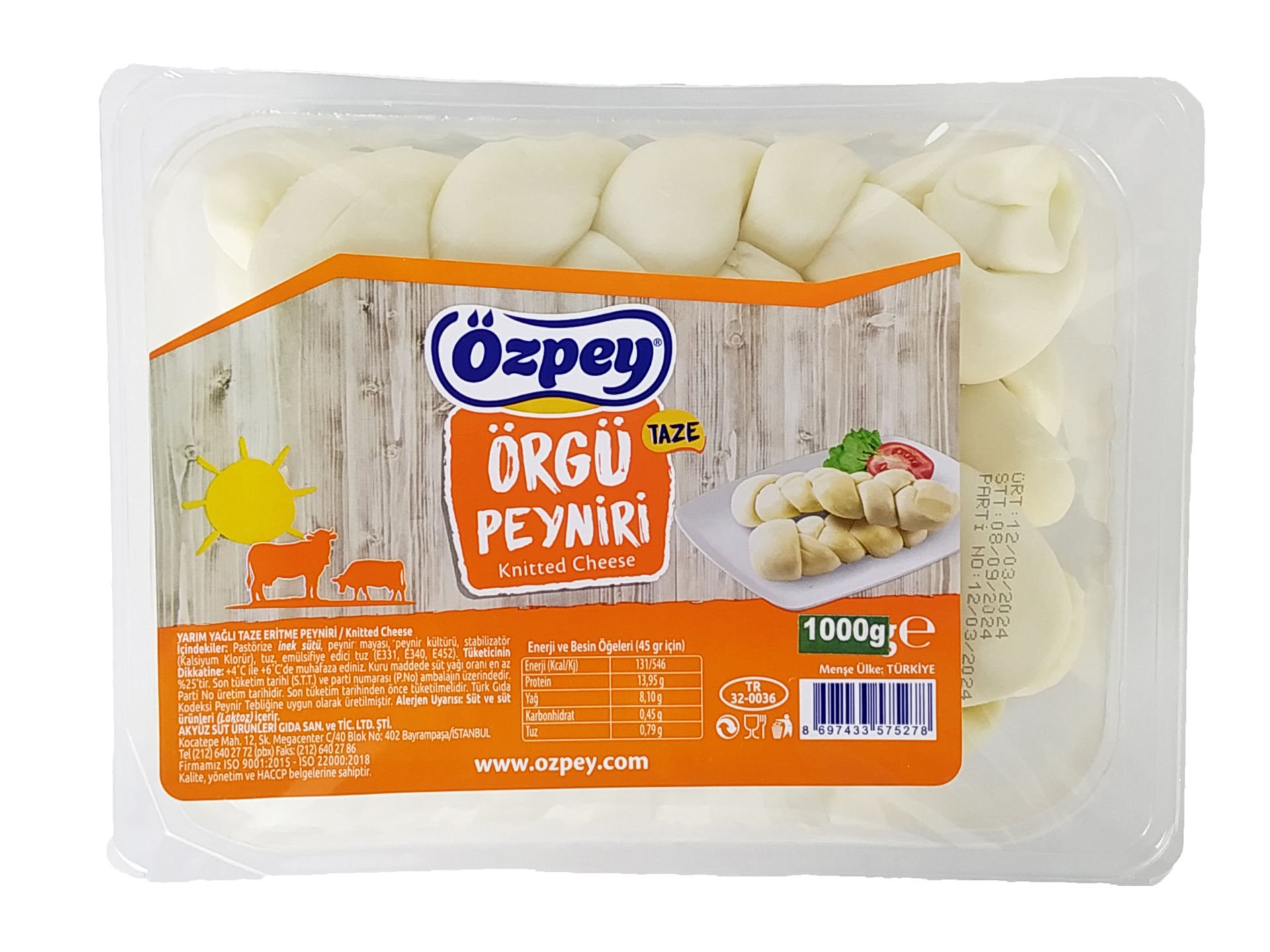 Özpey Örgü Peyniri 1 Kg x 6 Adet
