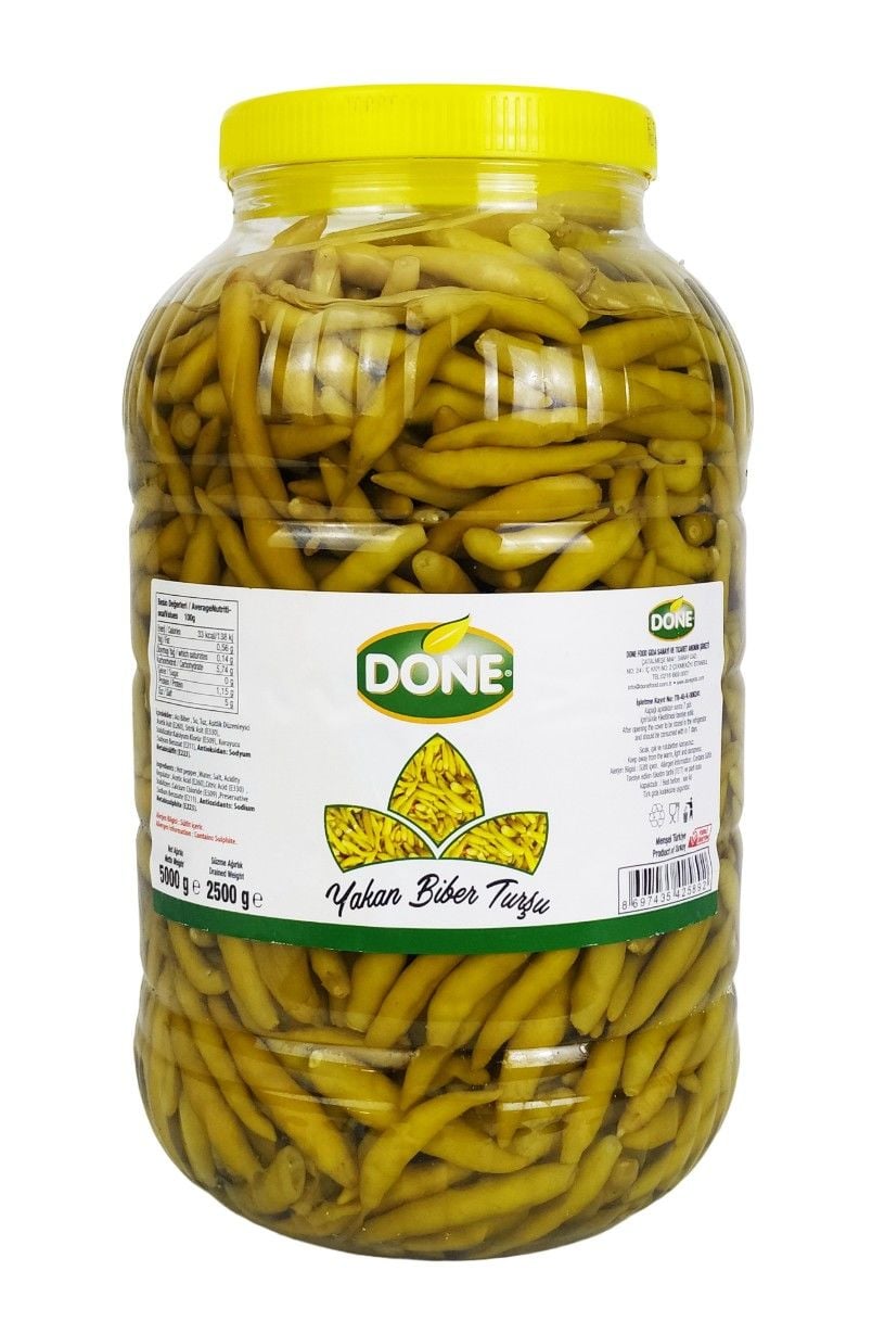 Done Yakan Biber Turşu 5 Kg  (Süzme 2,5 Kg)