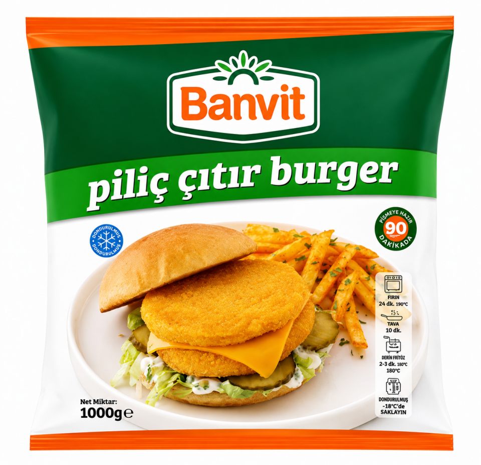 Banvit Çıtır Burger 1 Kg x 10 Adet