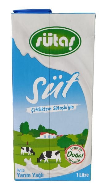 Sütaş Yarım Yağlı Süt 1 Litre x 12 Adet