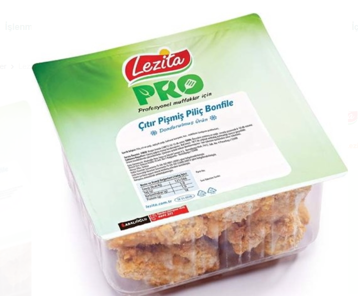 Lezita Donuk Piliç Çıtır Kıtır Pişmiş Bonfile 1 Kg  x 10 Adet