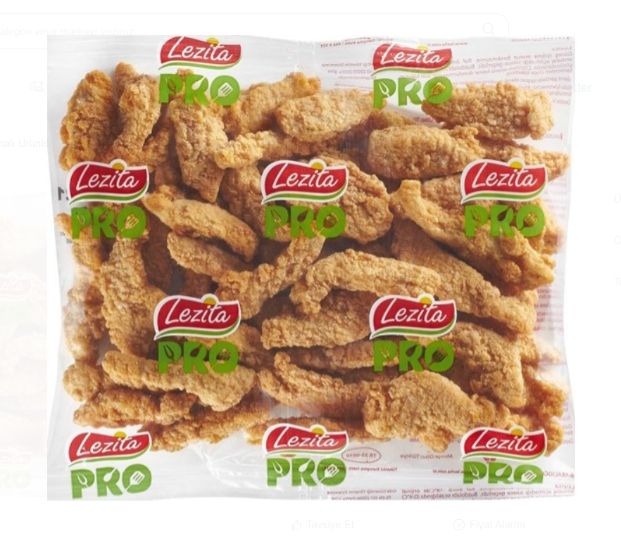 Lezita Donuk Piliç Çıtır Kıtır Pişmiş Fileto 1 Kg x 10 Adet