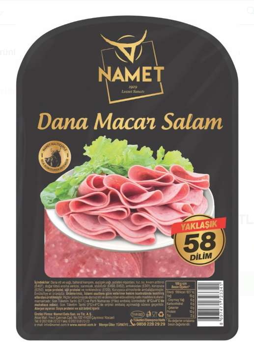 Namet Dana Dilimli Macar Salam 300 Gr x 20 Adet
