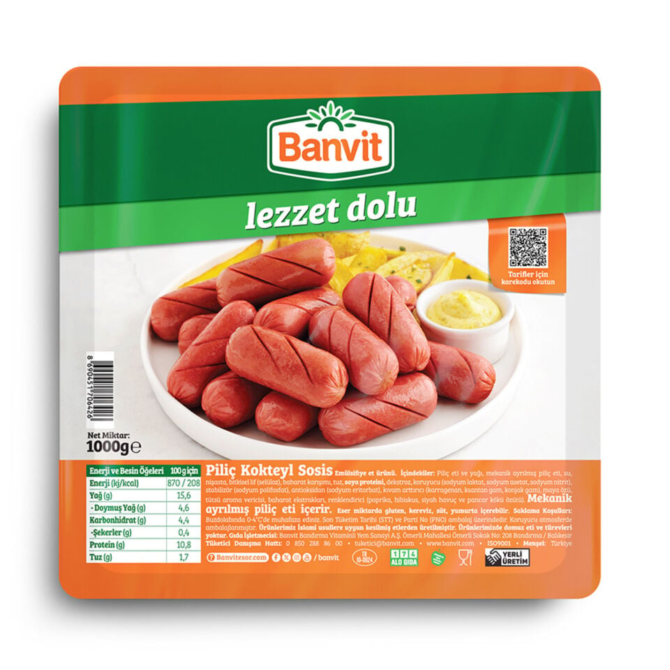 Banvit  Kokteyl Piliç Sosis 1 Kg x 12 Adet
