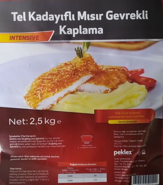 Peklez Tel Kadayıflı Mısır Gevrekli Kaplama 2,5 Kg x 4 Adet