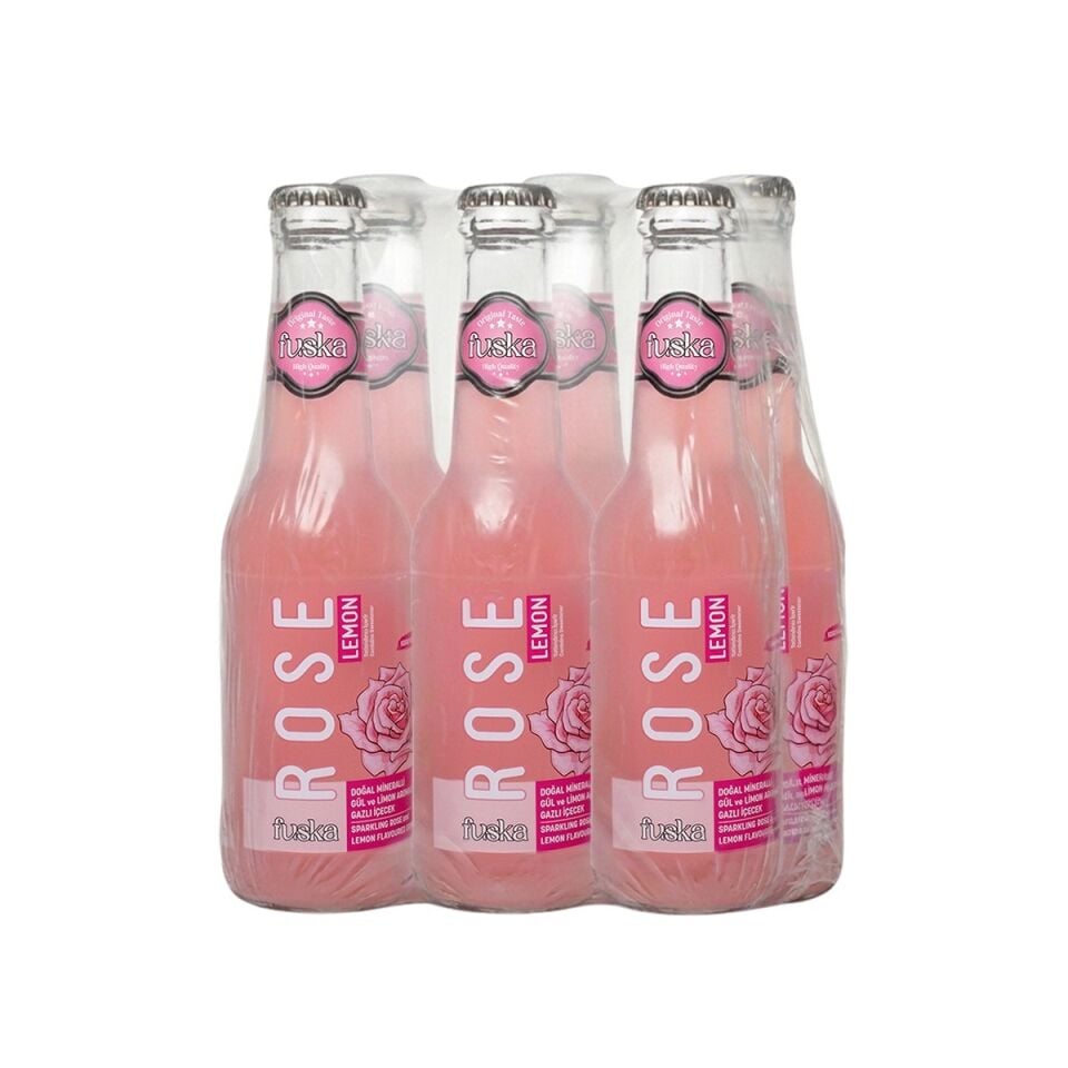 Fuska Gül ve Limon Aromalı Doğal Mineralli Kalorisiz Gazlı İçecek 250ml x 6 Adet (Koli)