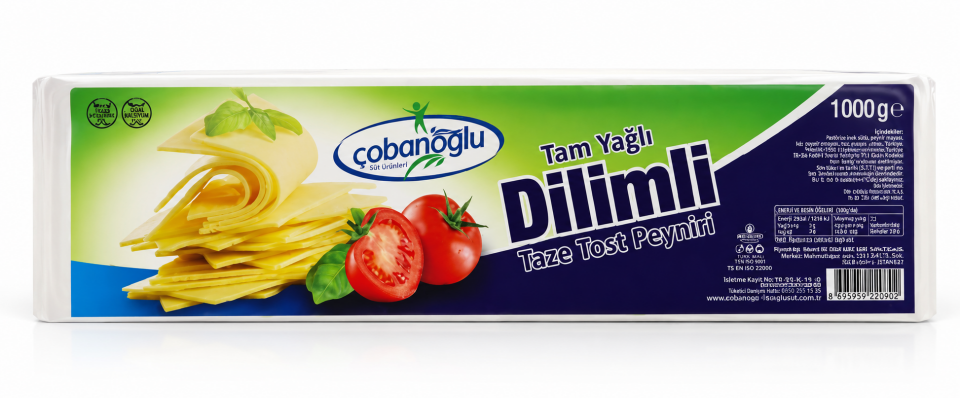 Çobanoğlu Dilimli Kaşar Peyniri 1 Kg x 6 Adet (Koli)