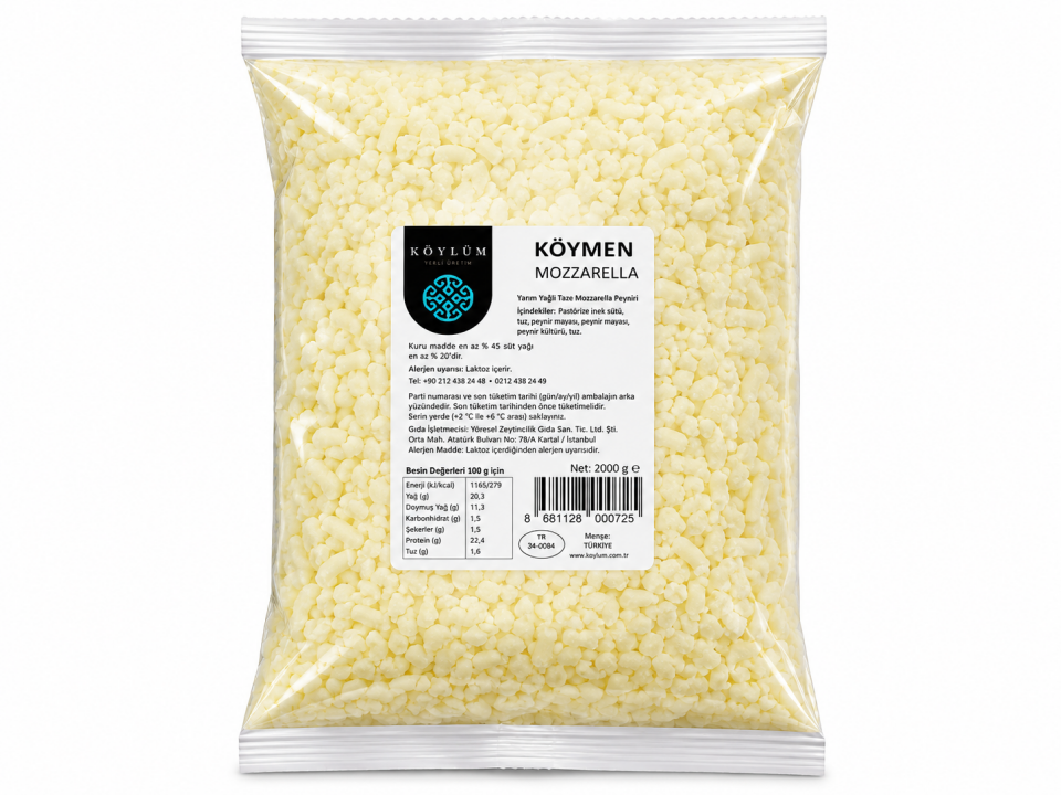 Köymen Küp Mozzarella (+4) 2 Kg * 6 Adet (Koli)