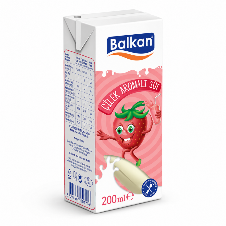 Balkan 200 Ml Çilekli Uht Süt 27 Adet (Koli)
