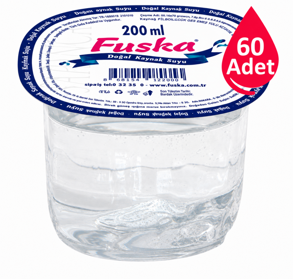 Fuska Bardak Su 200 Ml x 60 Adet (Koli)