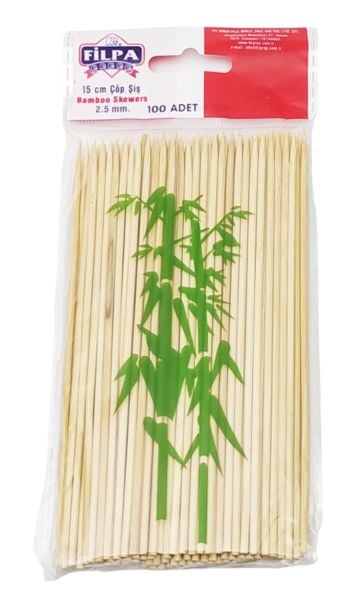 Filpa 2,5 mm Bambu Çöp Şiş 15 cm x 100'lü