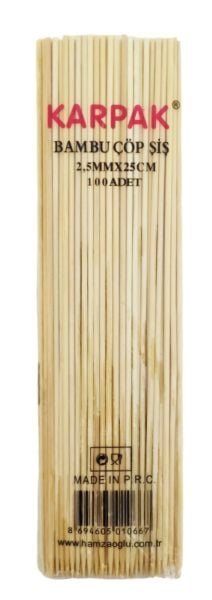 Karpak Bambu Çöp Şiş 2,5 Mm x 25 Cm 100 Adet