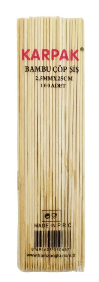 Karpak Bambu Çöp Şiş 2,5 Mm x 25 Cm 100 Adet