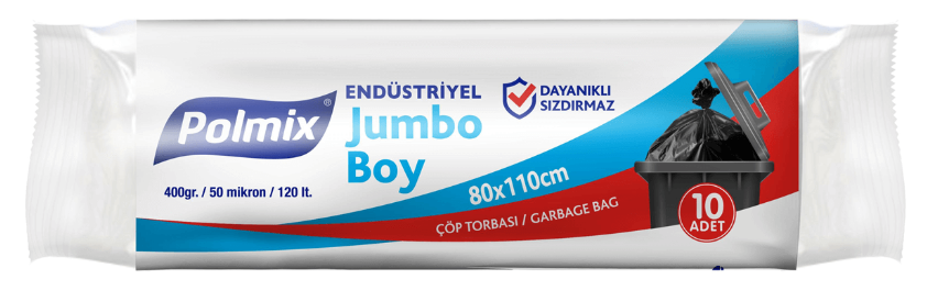 Polmix Endüstriyel Jumbo Siyah Çöp Torbası 80x110 400 Gr