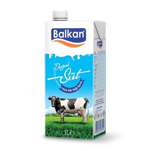 Balkan Yarım Yağlı Süt 1 Lt x 12 Adet